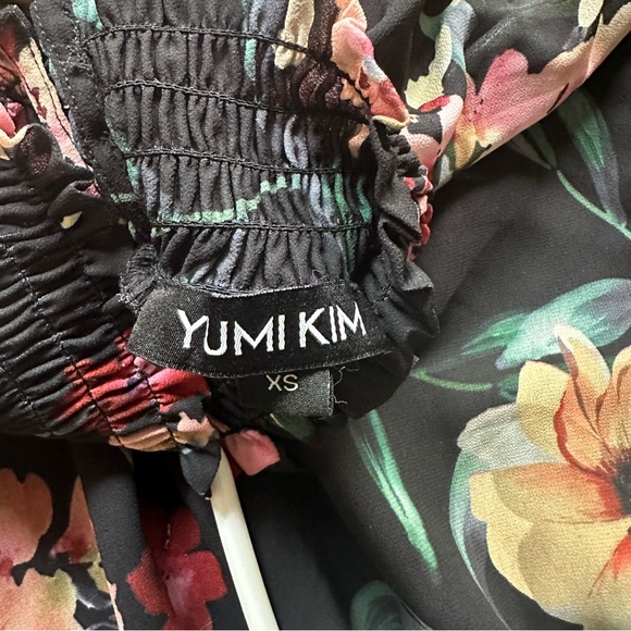 Yumi Kim Class Act Long Sleeve Floral Mock Neck Ruffle Mini Dress Black XS - Picture 6 of 8